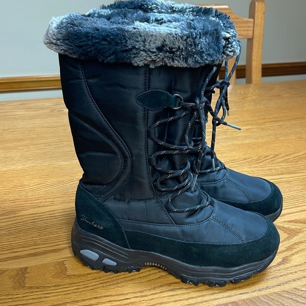 Skechers Black Tall Snow Boots Size 7